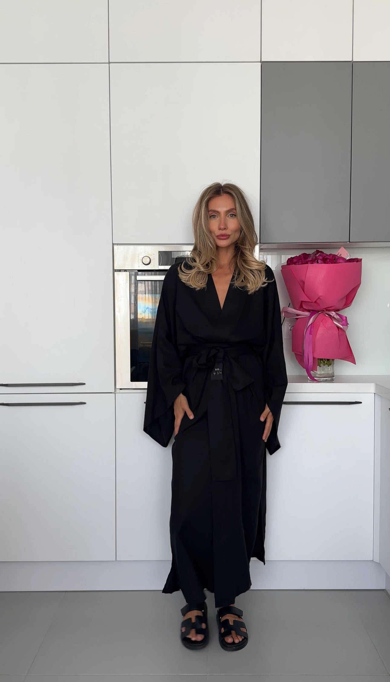 Linen Japanese Kimono Black