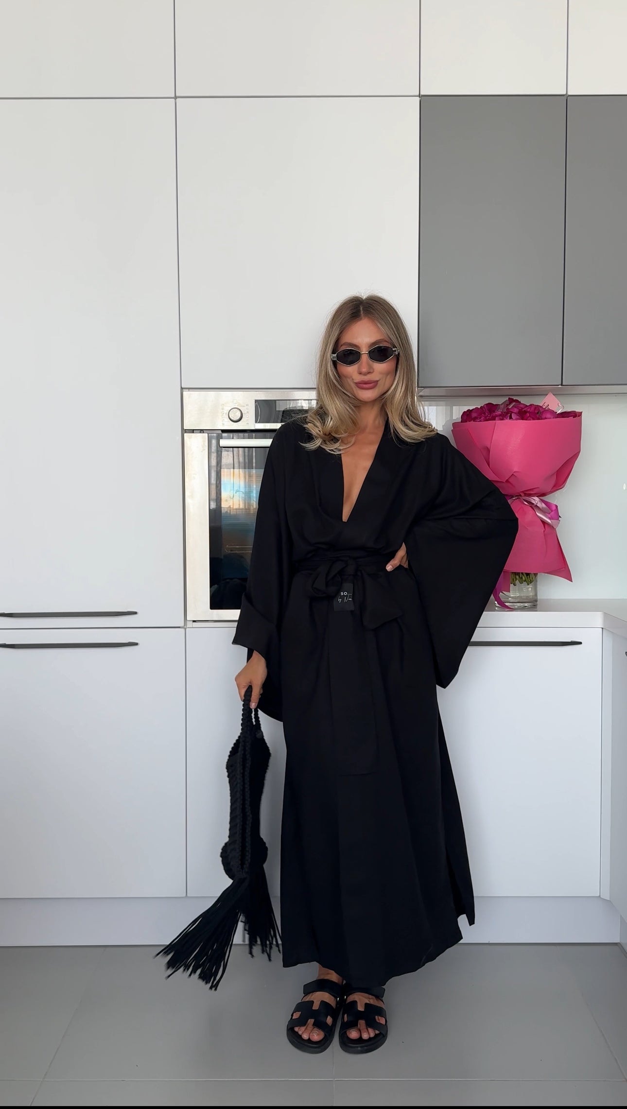 Linen Japanese Kimono Black