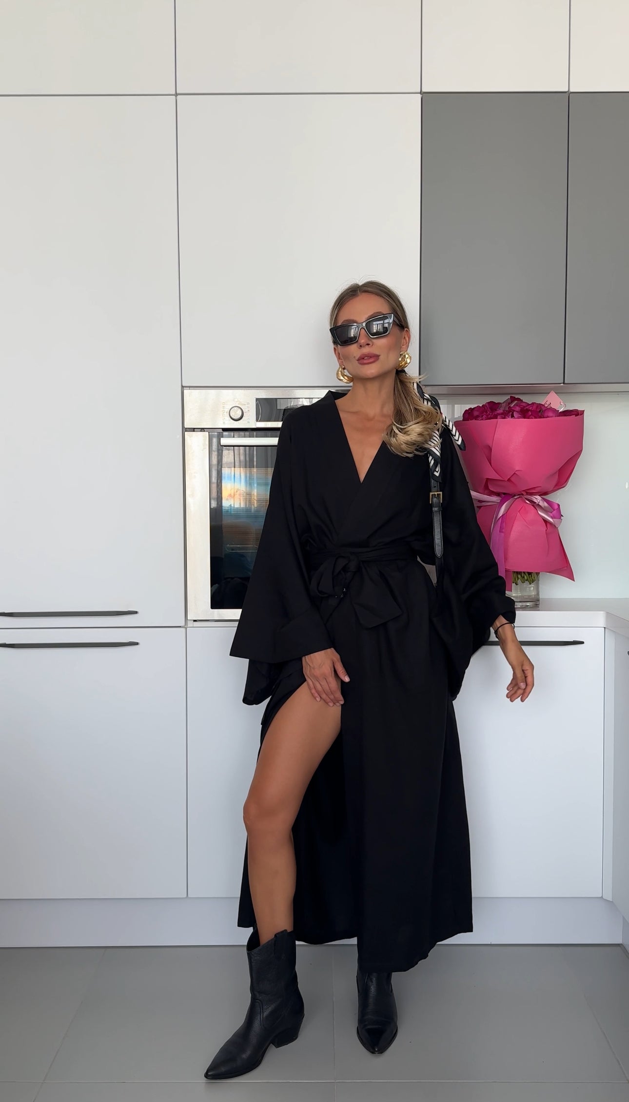 Linen Japanese Kimono Black