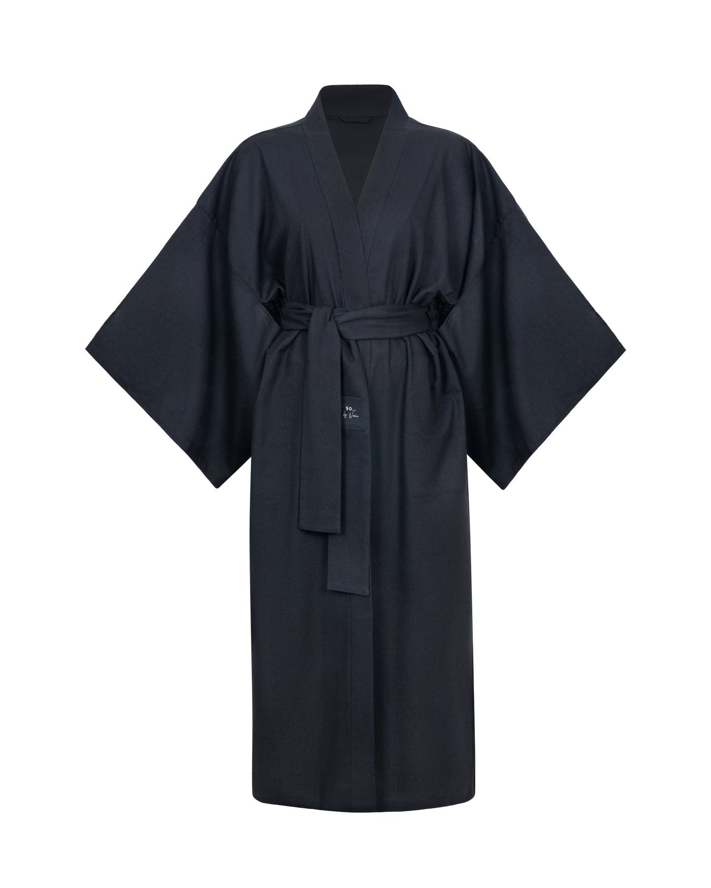 Linen Japanese Kimono Black sobynana Linen Japanese Kimono Black sobynana