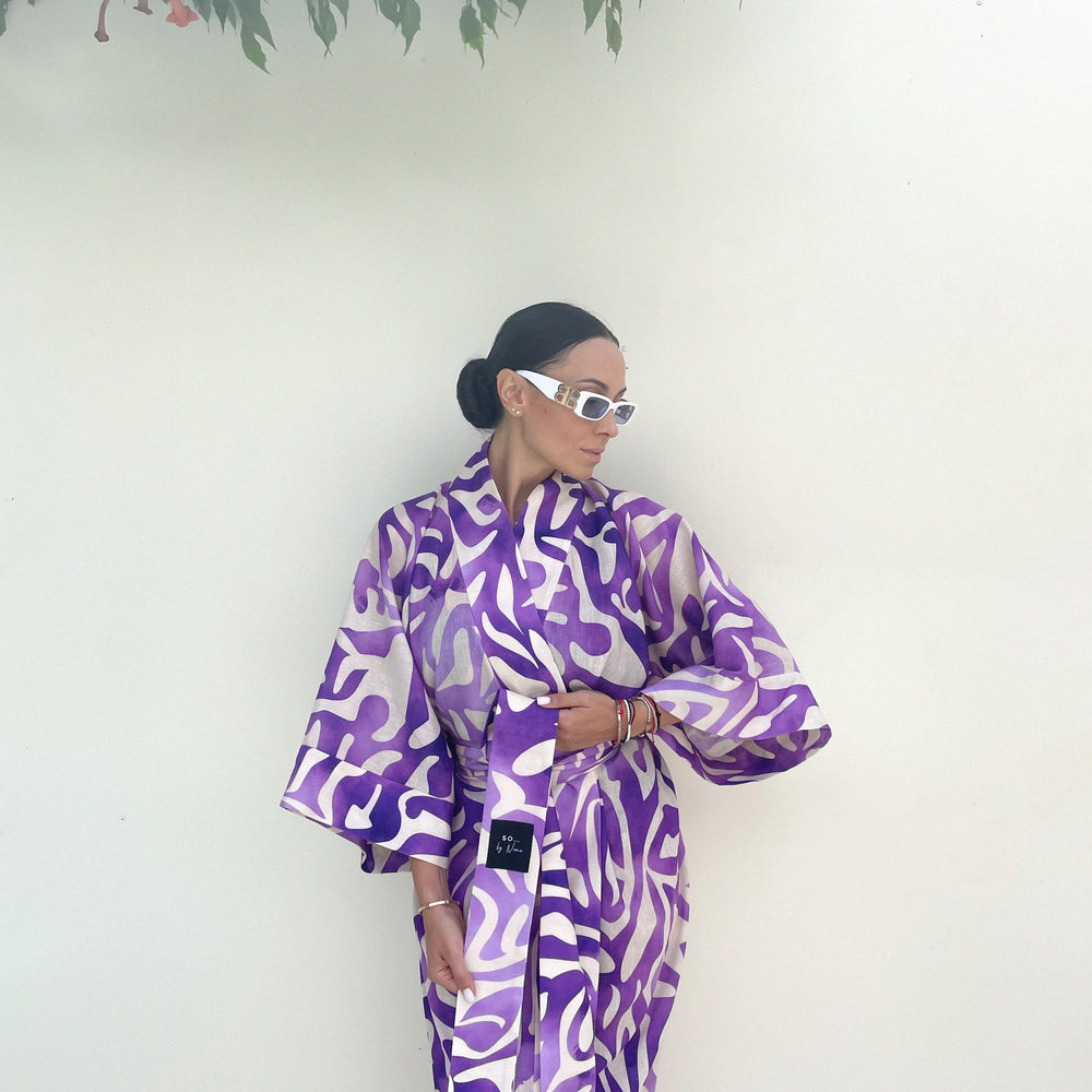 Linen Kimono Purple